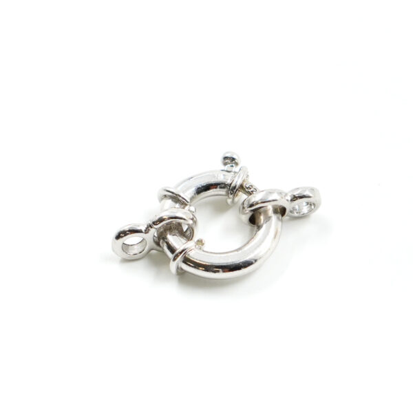 Sterling Silver spring ring clasp 14mm with hooks – Rhodium Color