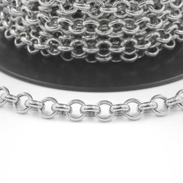 Sterling Silver rolo’ empty chain diameter ring 8mm – Rhodium Color