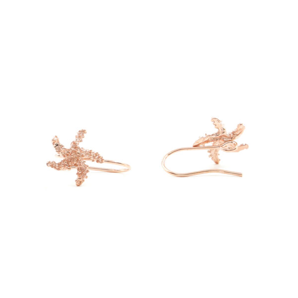 Sterling silver earrings Marine Star shape size 14mm with hook – Rose Color