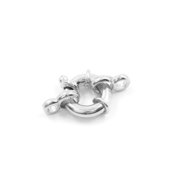 Sterling Silver spring ring clasp 10mm with hooks – Rhodium Color