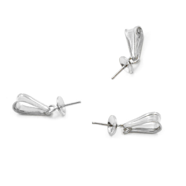 Sterling silver hook for pendant with pin [Bags about 5pcs] – Rhodium Color