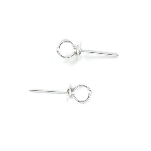 Sterling silver hook with cup and pin size 3mm [Bags about 20pcs] – Rhodium Color