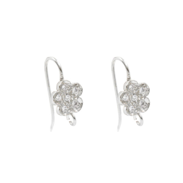 Orecchini argento fiore con zirconi 8x8mm con gancio