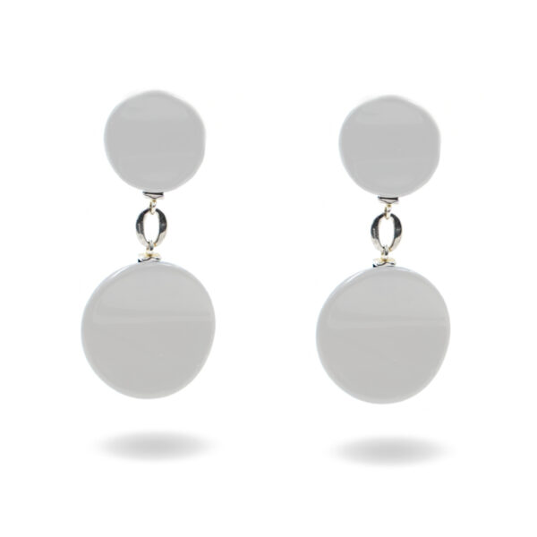 Sterling Silver Earrings with white agate disk