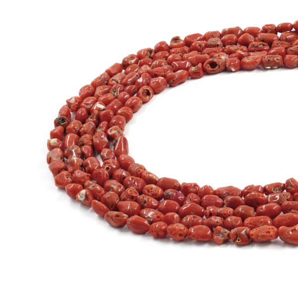 Mediterranean coral strands tumbles shape ~7x4mm, ~8x5mm