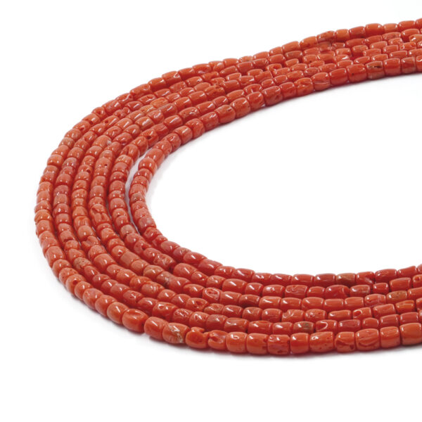 Mediterranean coral strands drum shape ~6x4mm
