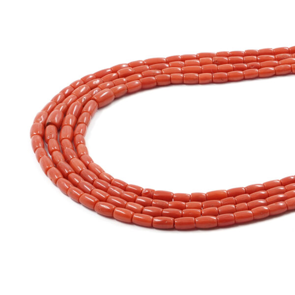 Mediterranean coral strands drum shape ~8x5mm