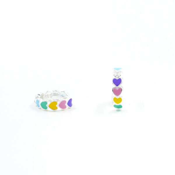 Sterling Silver earrings with enamelled hearts size 13mm – Silver Color
