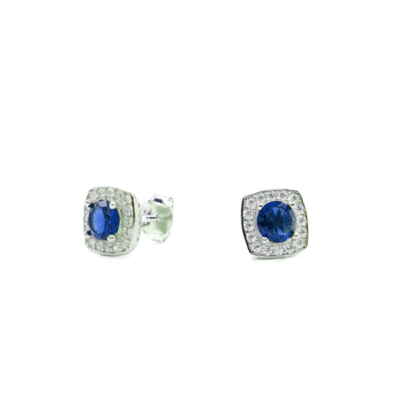 Sterling Silver earrings with blue and white zircons – Rhodium Color