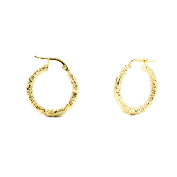 Sterling Silver hammered earrings ring shape size 20mm – Golden Color