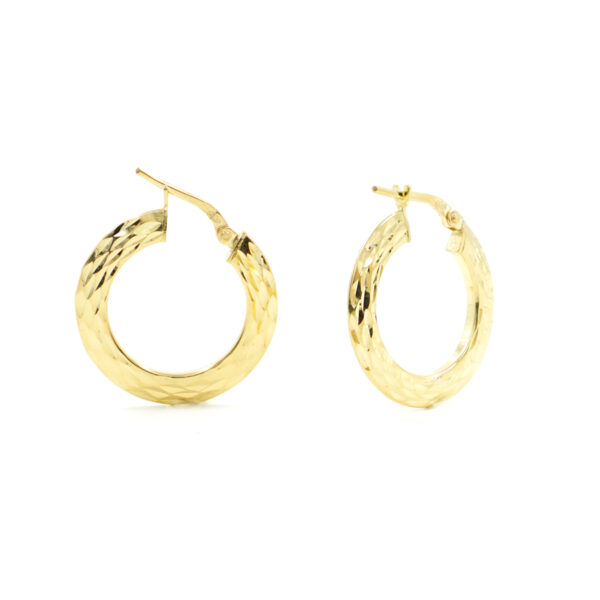 Sterling Silver earrings diamond surface ring shape size 23mm – Golden Color