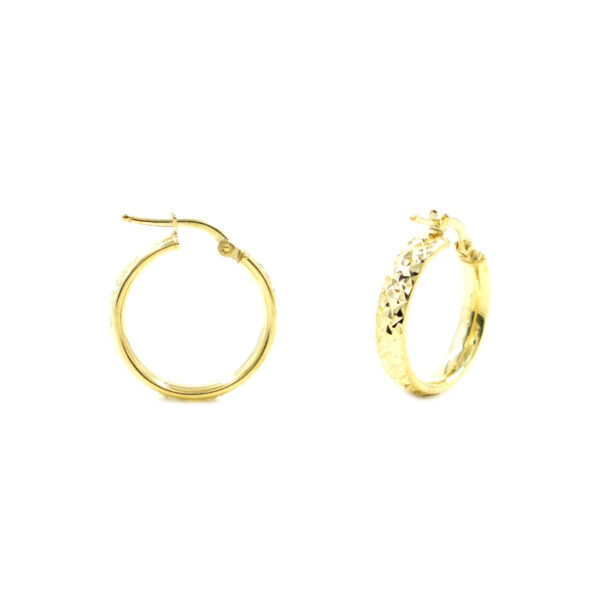 Sterling Silver earrings diamond surface band ring shape size 20mm – Golden Color