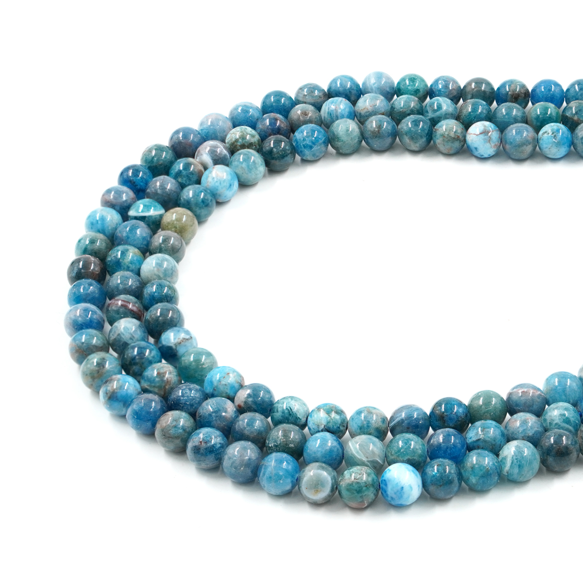 Apatite strands round shape size 8mm – Quality AB