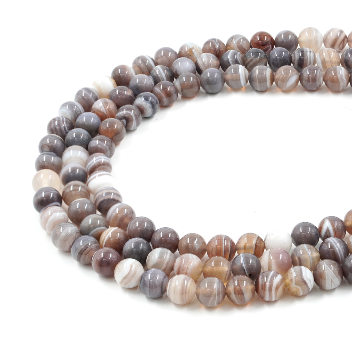 Botswana Agate strands round shape size 10mm