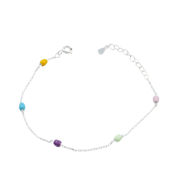 Sterling Silver bracelet with enamelled oval elements – Silver Color