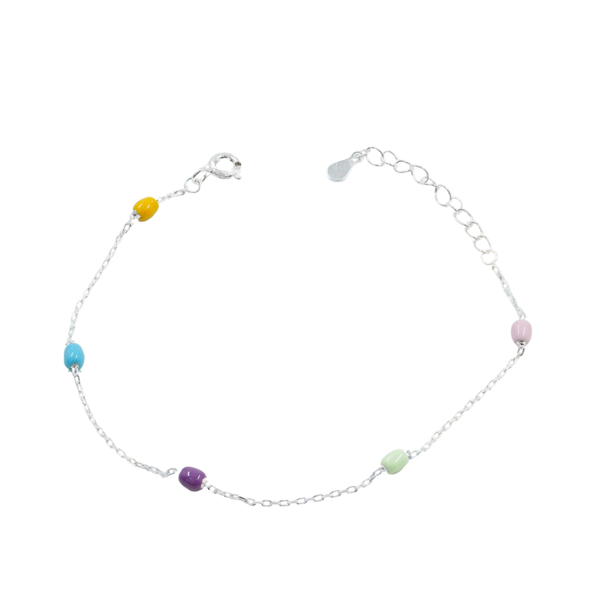 Sterling Silver bracelet with enamelled oval elements – Silver Color