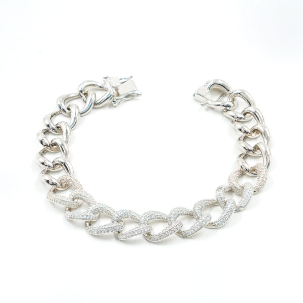 Sterling Siver bracelet chain model with zircons – Rhodium Color