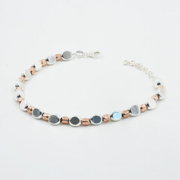 Bracciale in argento con elementi sassi 3mm-4,5mm, Rodiato e Rose’