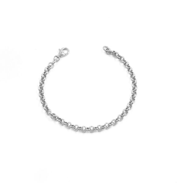 Sterling Silver bracelet rolo chain size 4,50mm – Rhodium Color