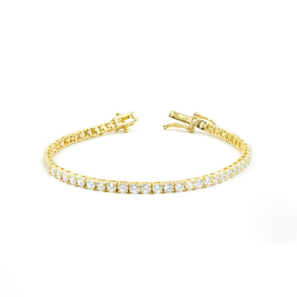 Bracciale Tennis argento zirconi bianchi 2mm 16cm Dorato