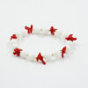 Elastic Bracelet with white agate, dark red coral, hematite