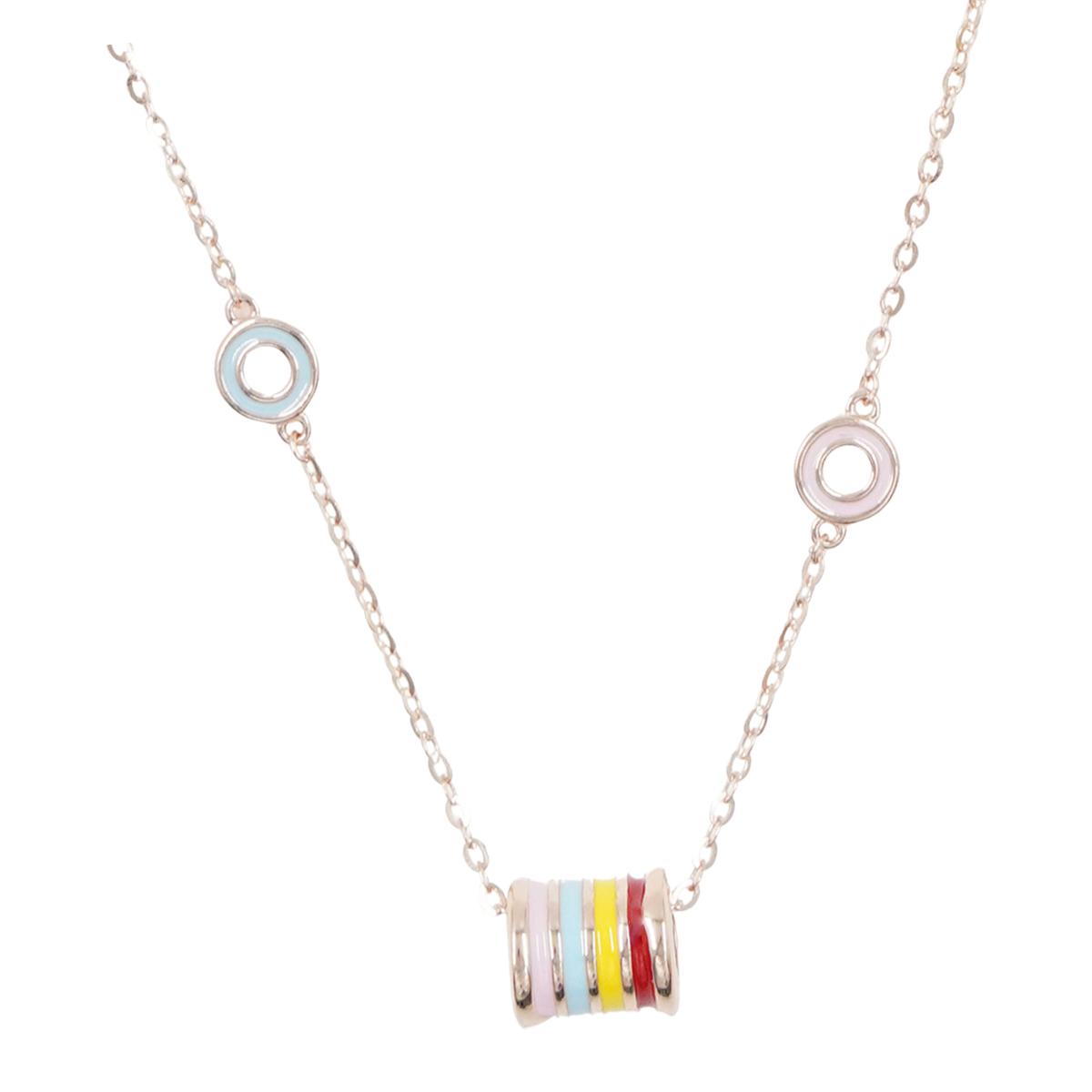 Collana in argento con cilindro smaltato multicolore – Rosè