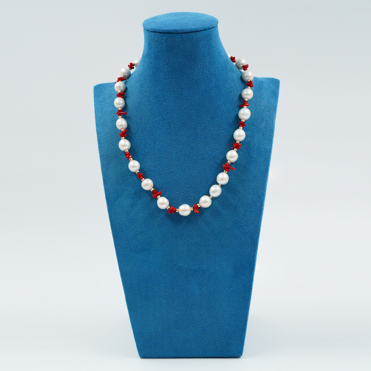 Collana Fantasia perle Edison, corallo, ematite, chiusura in argento – Rosè