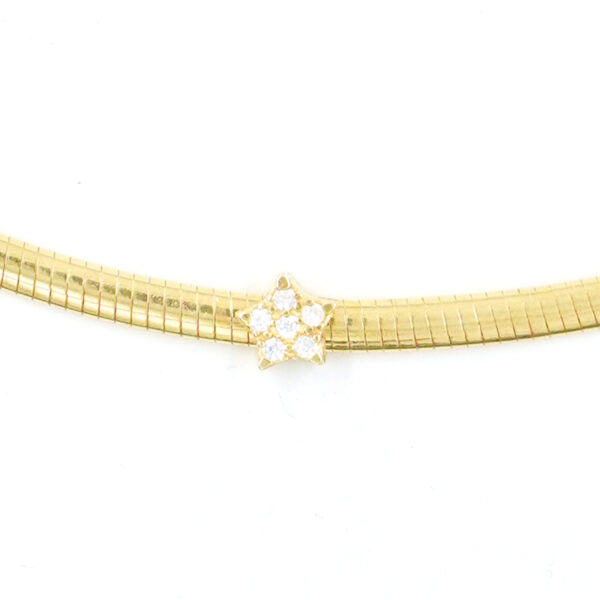 Collana catena Serpente in argentocon elemento stella con zirconi bianchi – Dorato