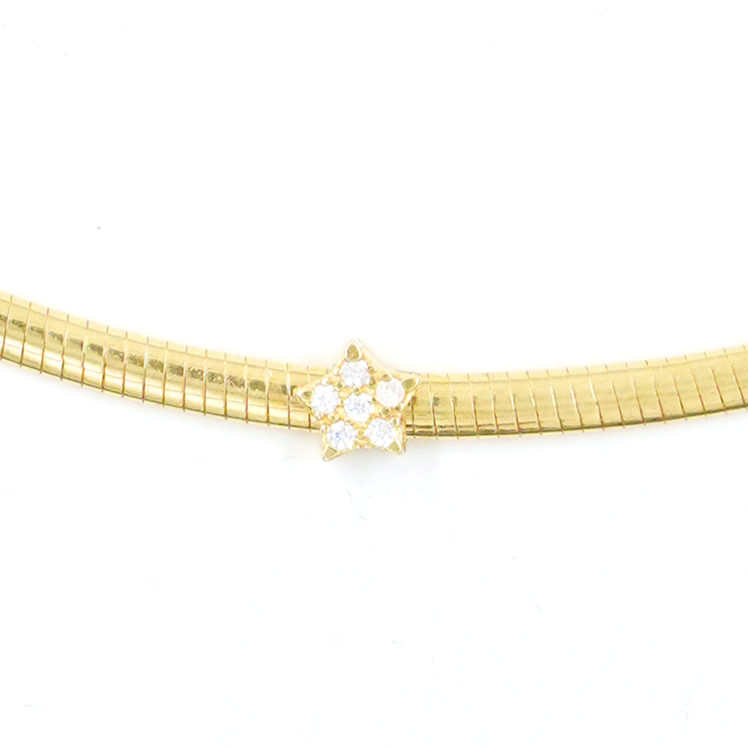 Collana catena Serpente in argentocon elemento stella con zirconi bianchi – Dorato