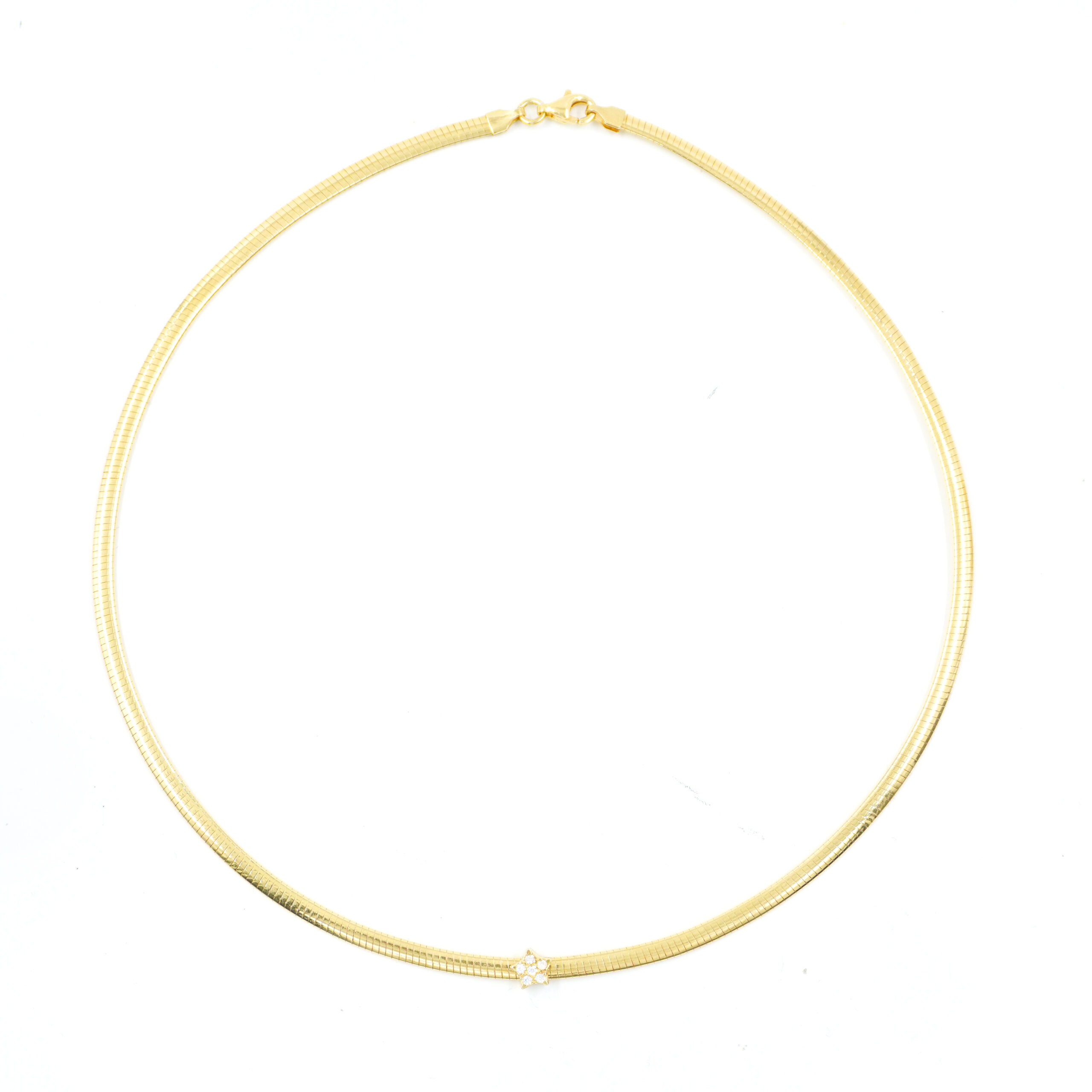 Collana catena Serpente in argentocon elemento stella con zirconi bianchi – Dorato - immagine 2