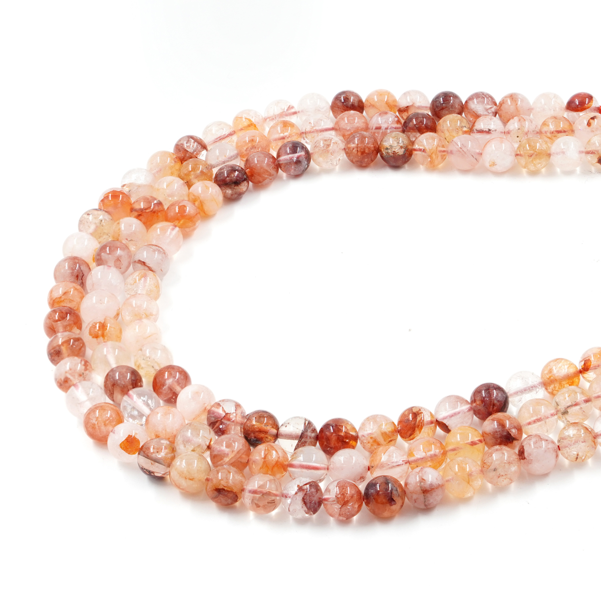 Hematoid Quartz strands strands round shape size 6mm to 10mm