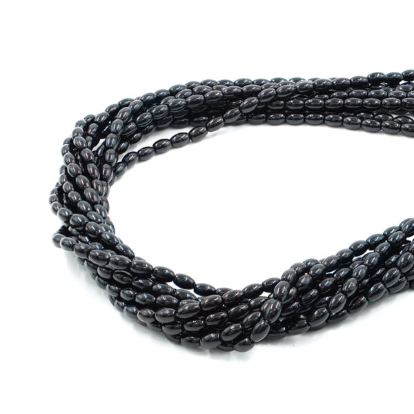 Black Agate strands olive shape size 6x4mm