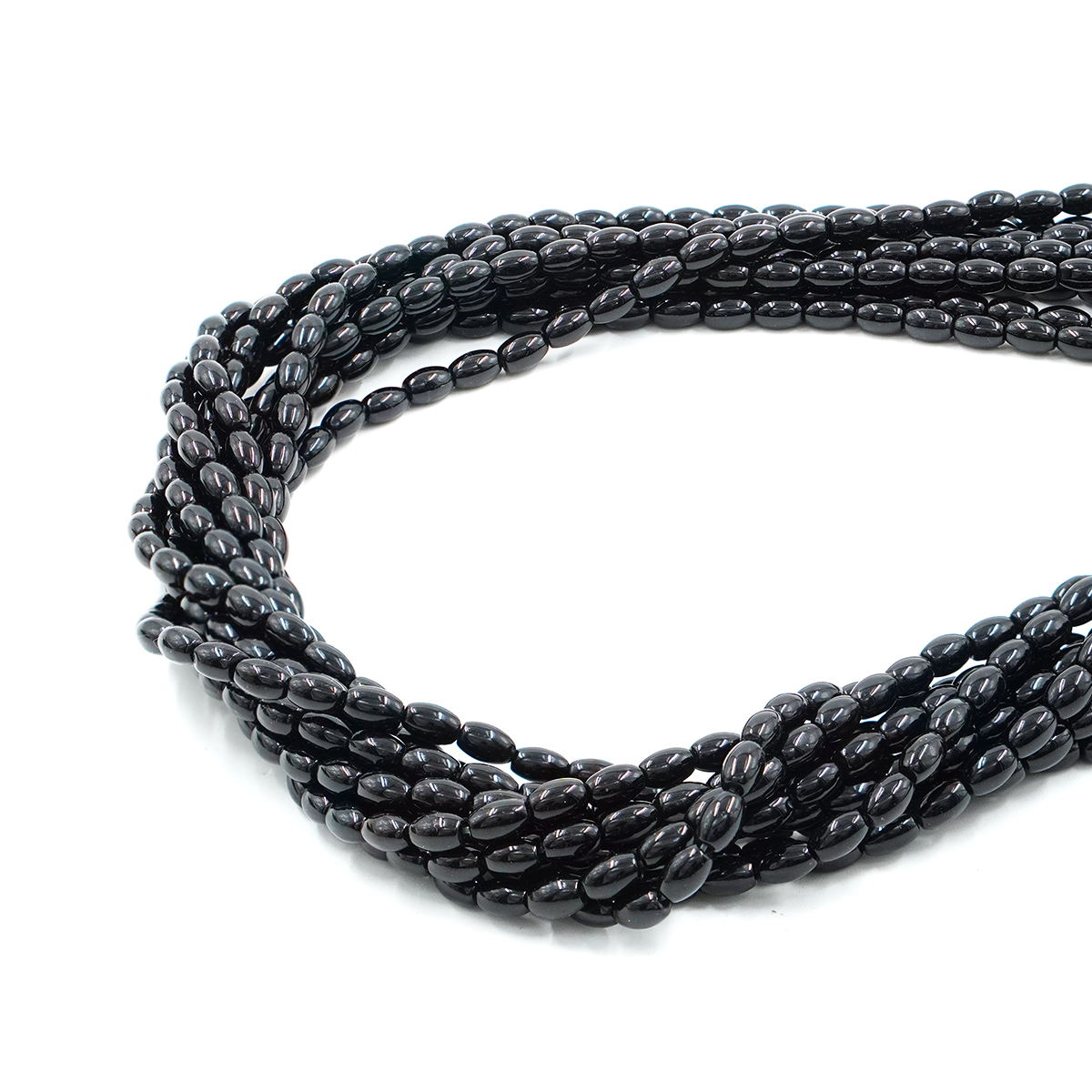 Black Agate strands olive shape size 6x4mm