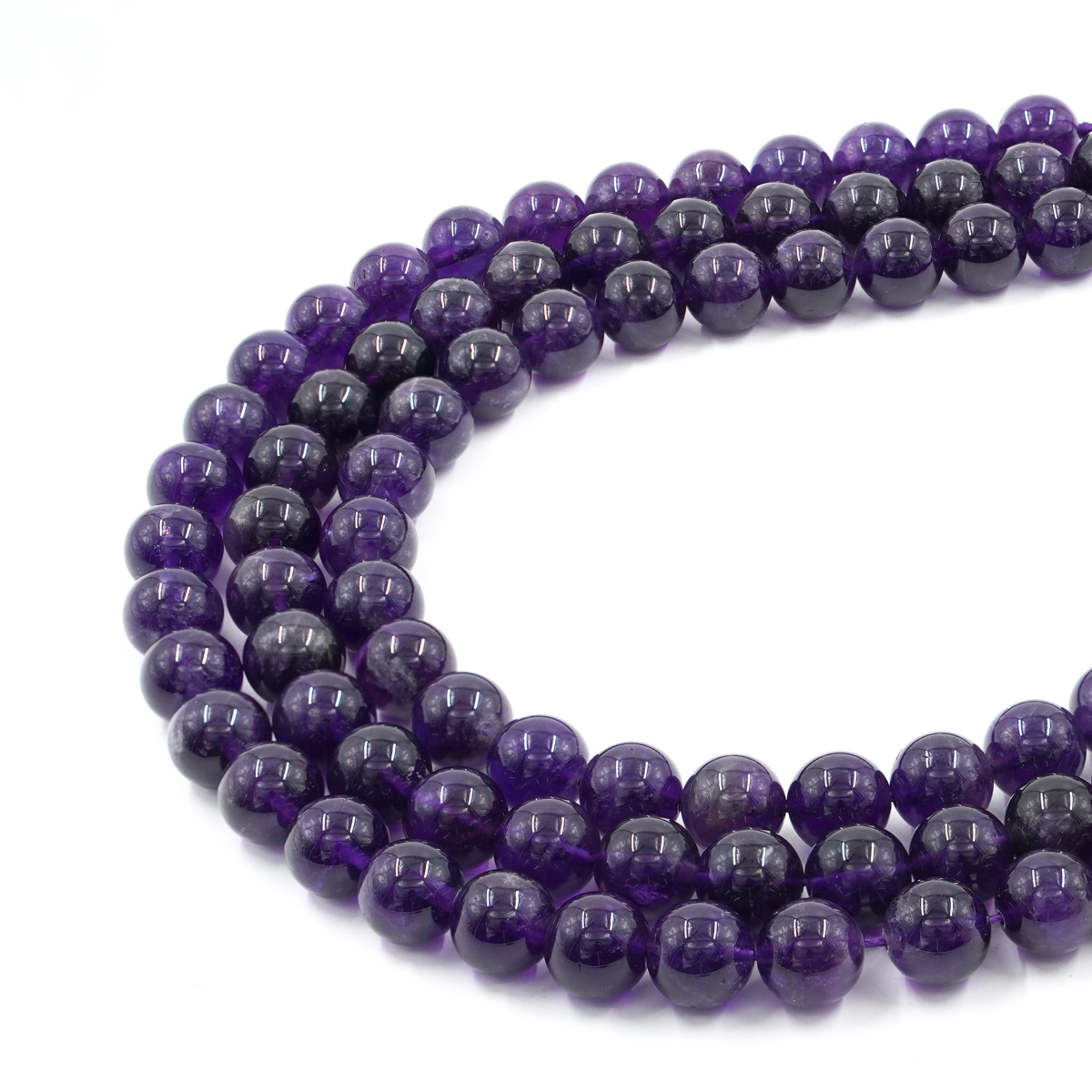 Amethyst strands round shape size 12mm