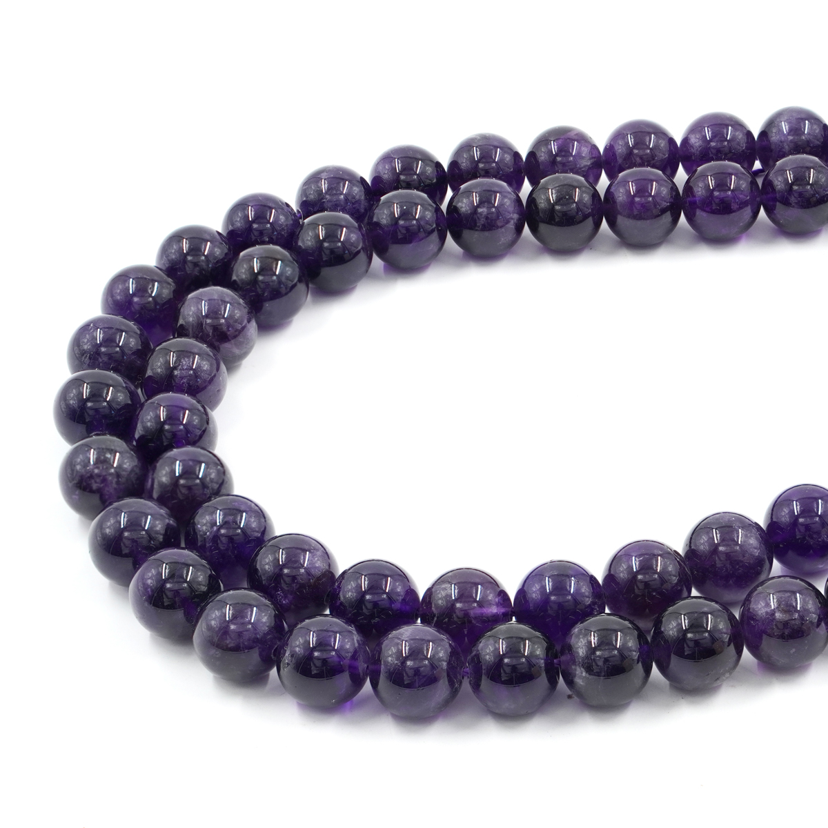 Amethyst strands round shape size 14mm