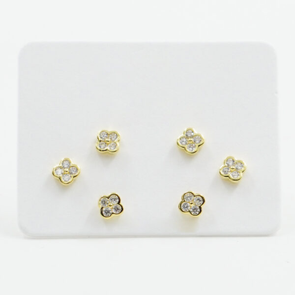 Sterling Silver Earrings Set flower with zircon – Golden Color