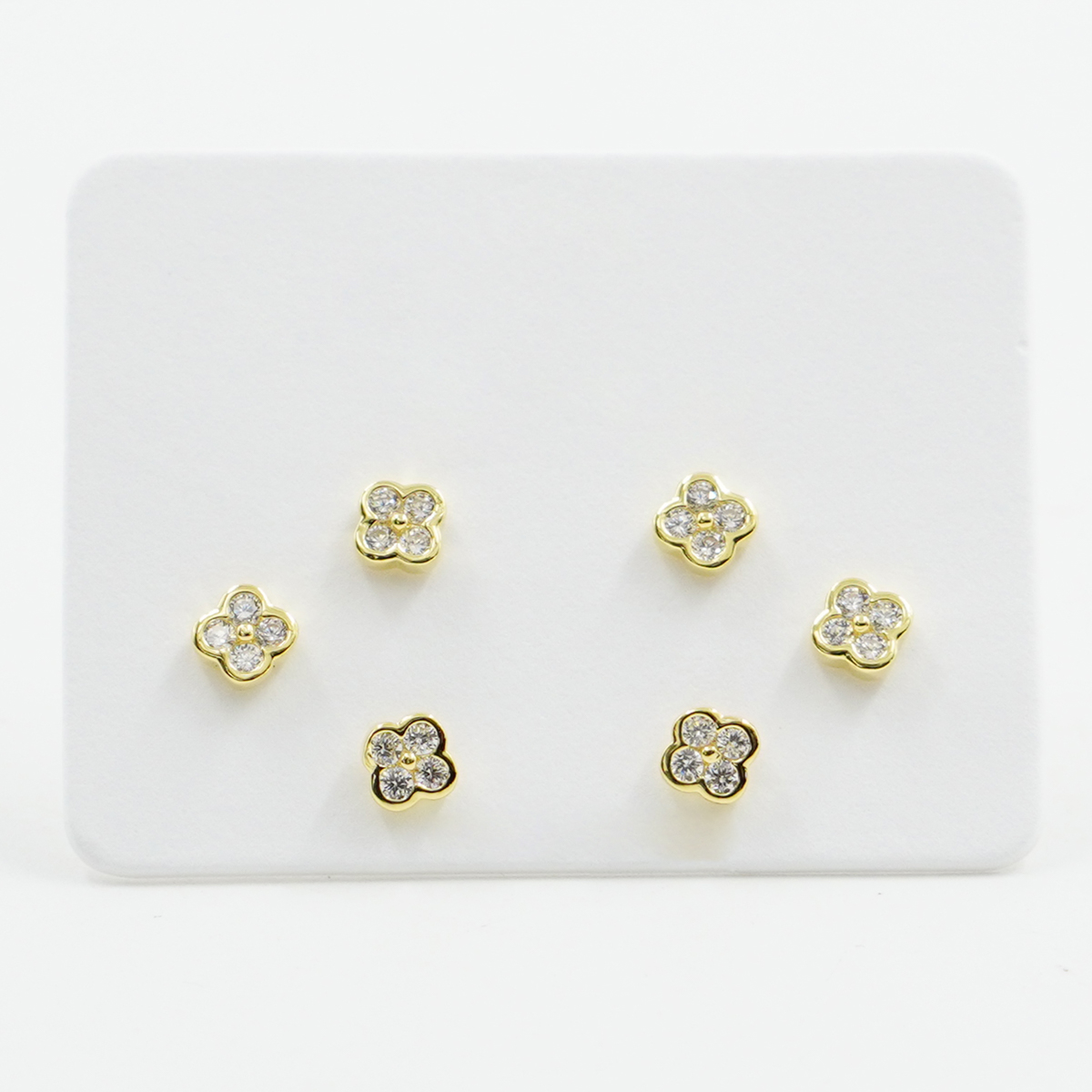 Sterling Silver Earrings Set flower with zircon – Golden Color