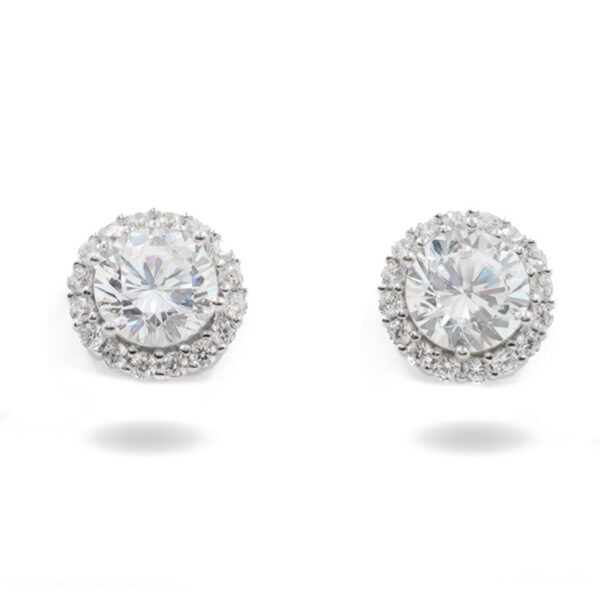 Sterling Silver Earrings with zircons - Rhodium Color