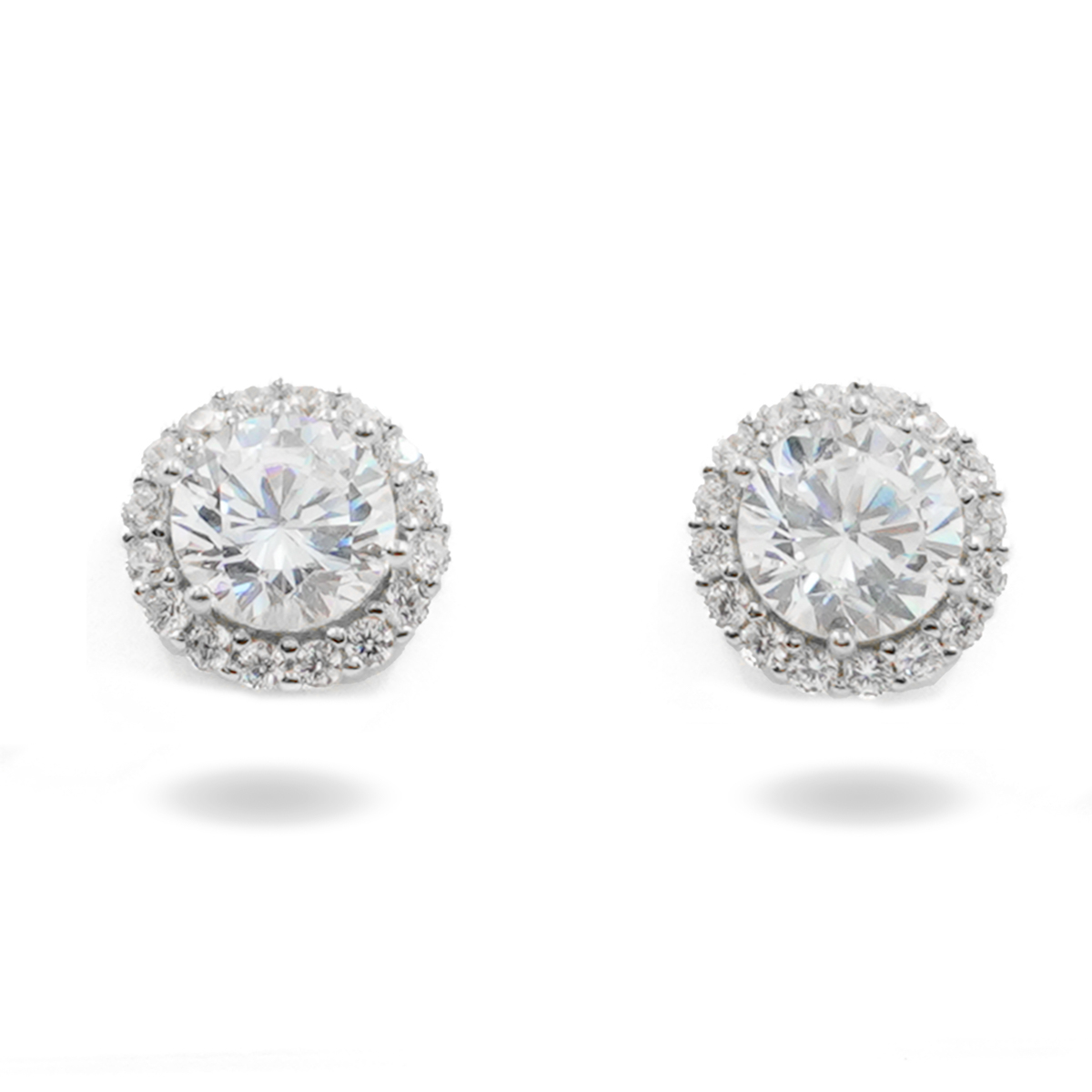 Sterling Silver Earrings with zircons - Rhodium Color