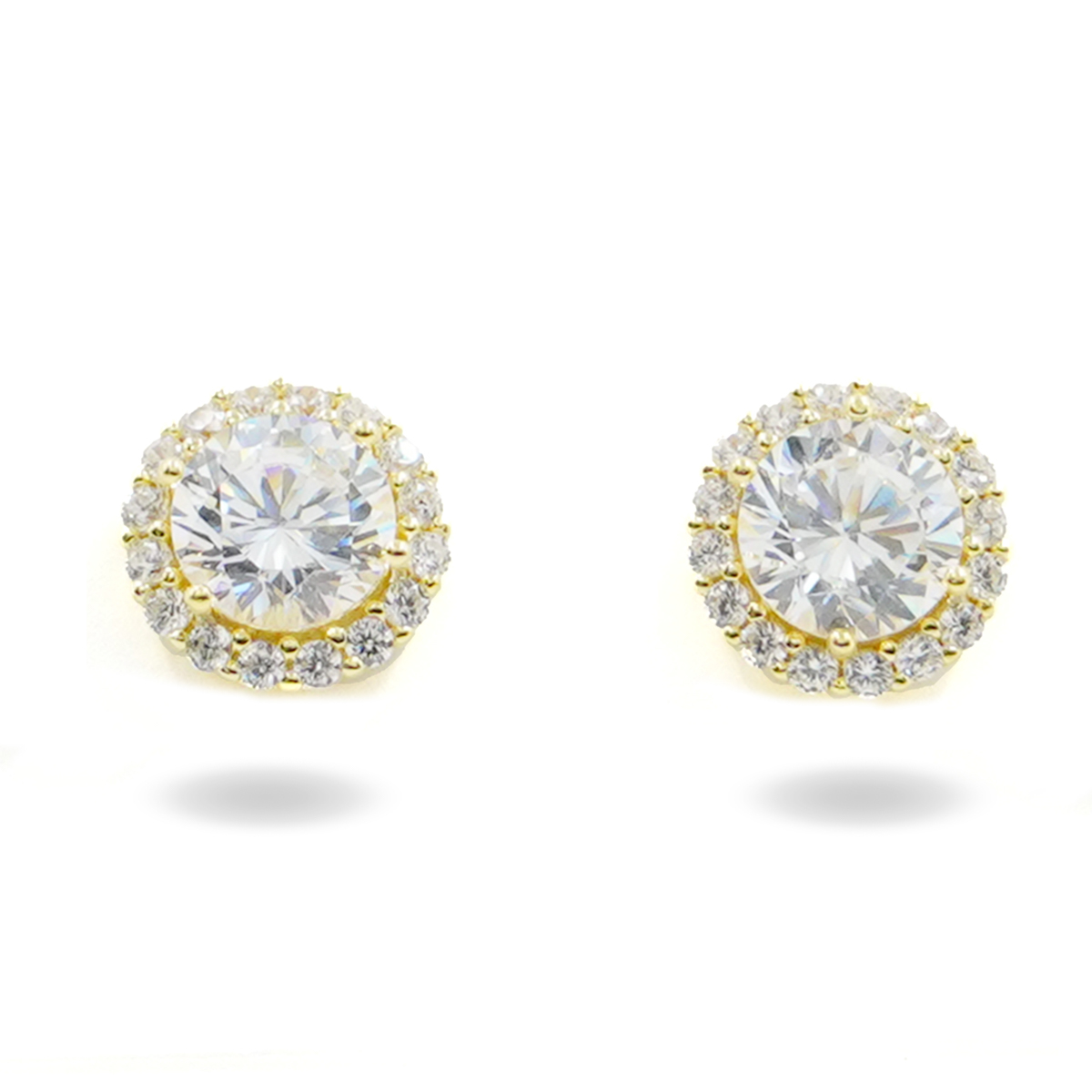 Sterling Silver Earrings with zircons – Golden Color