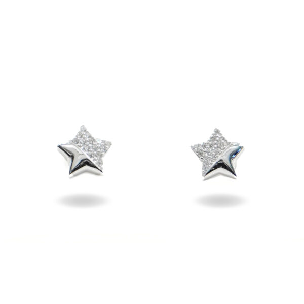 Sterling Silver Earrings star with zircons - Rhodium Color