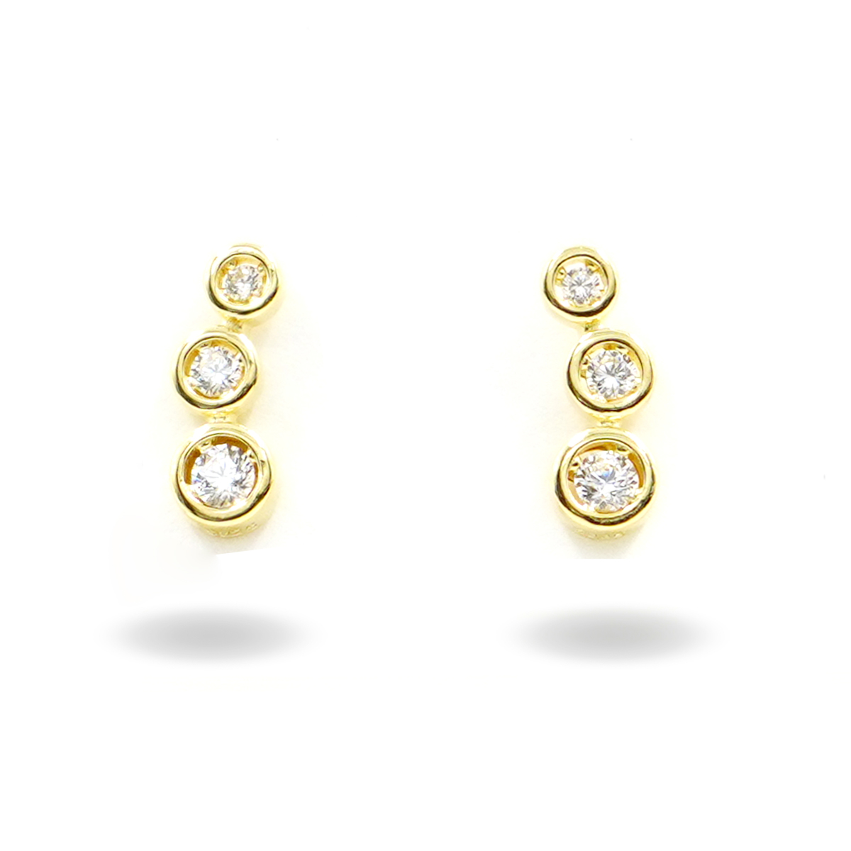 Sterling Silver Earrings three circle shape with zircons – Golden Color
