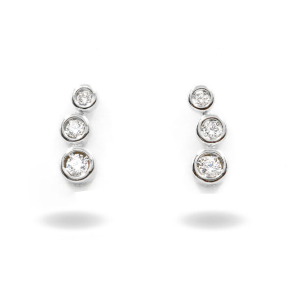 Sterling Silver Earrings three circle shape with zircons – Rhodium Color