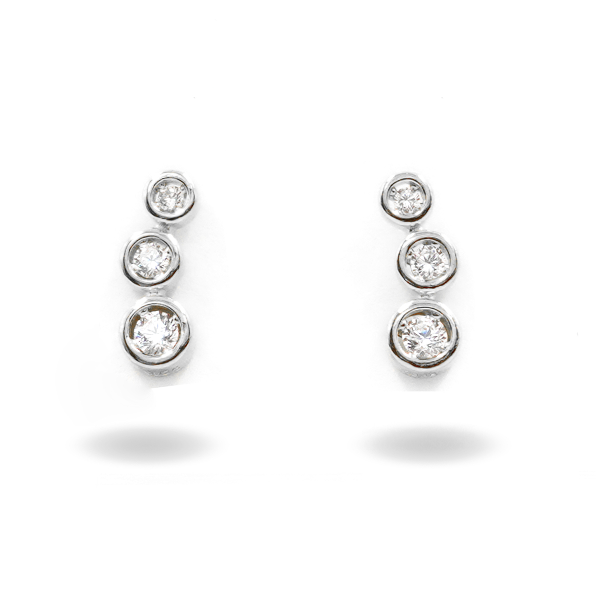 Sterling Silver Earrings three circle shape with zircons – Rhodium Color