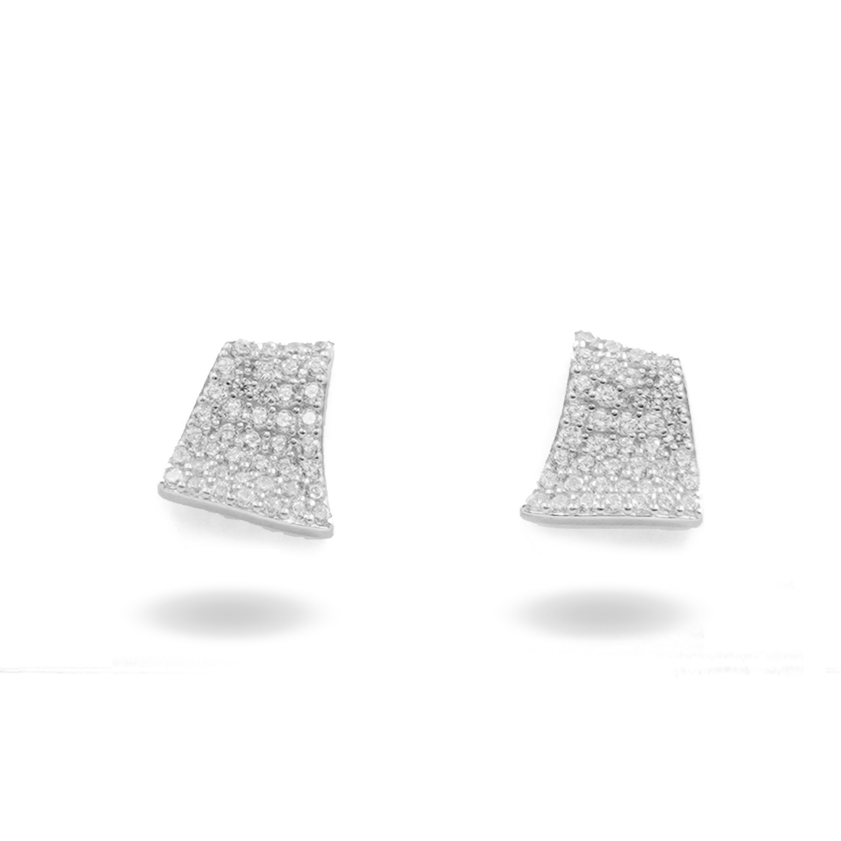 Sterling Silver Earrings sail shape with zircons – Rhodium Color