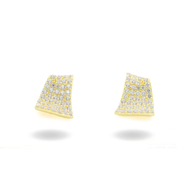 Sterling Silver Earrings sail shape with zircons – Golden Color