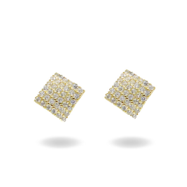 Sterling Silver Earrings rhombus shape with zircons – Rhodium Color