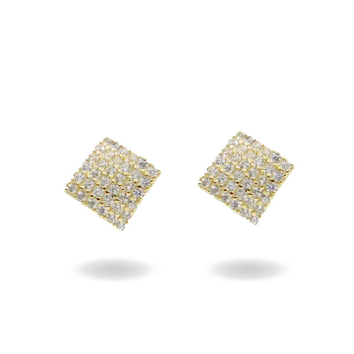 Sterling Silver Earrings rhombus shape with zircons – Rhodium Color