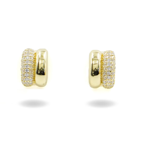 Sterling Silver Earrings bridge shape with zircons - Rhodium Color