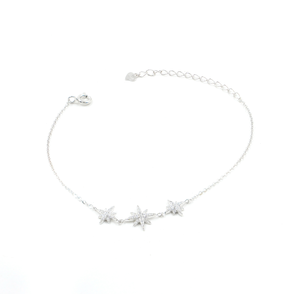 Sterling Silver bracelet with star and white zircons – Rhodium Color